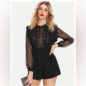 New Lace and mesh crochet romper shorts NWOT